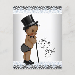Invitation Baby Shower pour Petit Garçon de Couleur