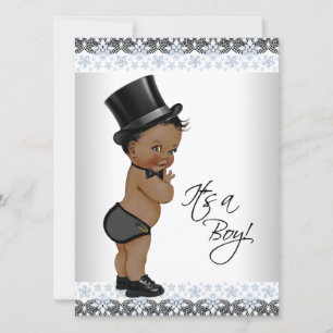 Invitation Baby Shower pour Petit Garçon de Couleur