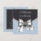 Invitation Baby Shower pour Petit Garçon Noir et Bleu (Devant / Derrière)
