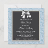 Invitation Baby Shower pour Petit Garçon Noir et Bleu (Dos)