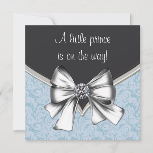 Invitation Baby Shower pour Petit Garçon Noir et Bleu (Devant)