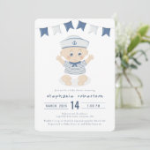 Invitation Baby-Shower pour Petit Garçon sur le Thème Marin (Debout devant)