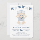 Invitation Baby-Shower pour Petit Garçon sur le Thème Marin (Devant)