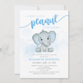 Invitation Baby shower pour petits arachides Blue Elephant (Devant)