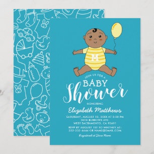 Invitation Baby shower pour un adorable petit garçon afro-amé
