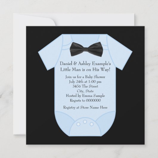 Invitation Baby shower pour un adorable petit garçon bleu et (Devant)