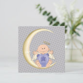 Invitation Baby-shower pour un ange garçon (Debout devant)
