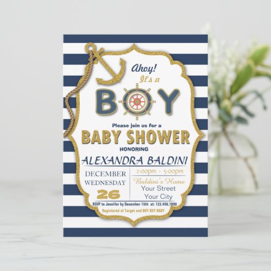 Invitation baby shower pour un garçon (Debout devant)