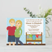 Invitation Baby shower pour un garçon (Debout devant)