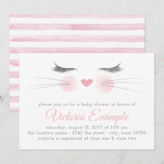 Invitation Baby-Shower pour un petit chaton (Devant / Derrière)