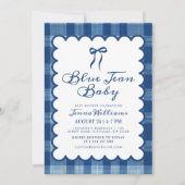 Invitation Baby Shower pour un Petit Garçon en Jean Bleu (Devant)