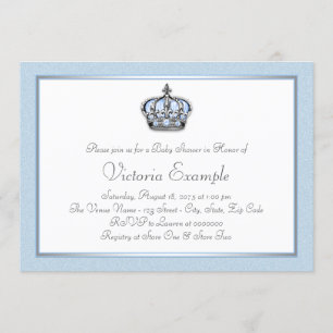 Invitation Baby shower pour un petit prince bleu et blanc