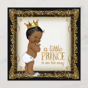 Invitation Baby-shower pour un prince afro-américain