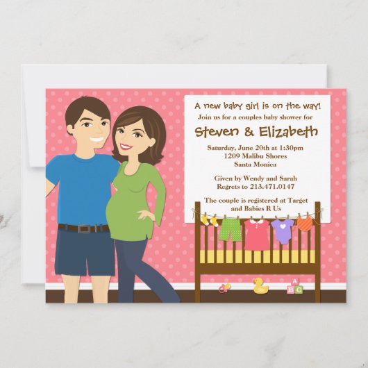 Invitation Baby shower pour une fille (Devant)