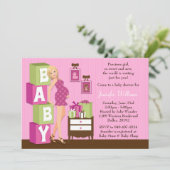 Invitation Baby shower pour une fille (Debout devant)