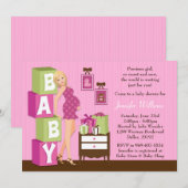 Invitation Baby shower pour une fille (Devant / Derrière)