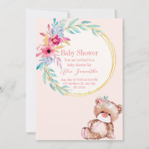 Invitation baby shower pour une fille avec petit o