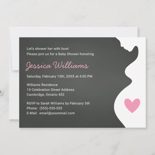 Invitation Baby shower pour une fille d'une femme (Devant)