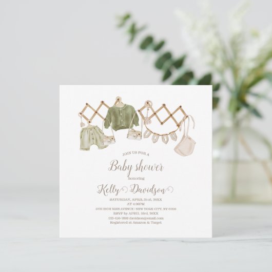 Invitation Baby Shower pour une Nurserie Bohème Mixte (Debout devant)