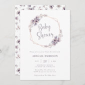 Invitation Baby shower pourpre (Devant / Derrière)