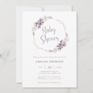 Invitation Baby shower pourpre