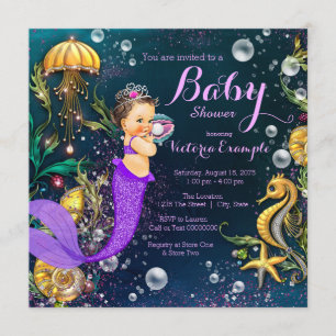 Invitation Baby shower pourpre de sirène