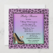 Invitation Baby shower pourpre de texture de fourrure de (Dos)