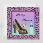 Invitation Baby shower pourpre de texture de fourrure de (Devant)