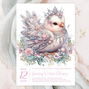 Invitation Baby Shower Poussin Bijou