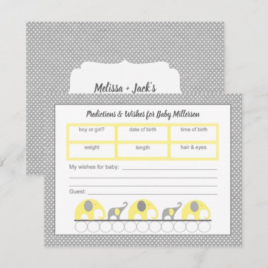 Invitation Baby shower Prédictions et souhaits - neutre (Devant / Derrière)