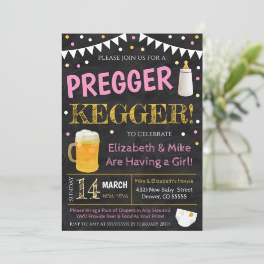 Invitation Baby shower Pregger Kegger (Debout devant)
