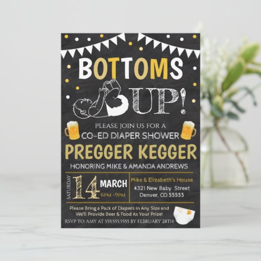 Invitation Baby shower Pregger Kegger (Debout devant)