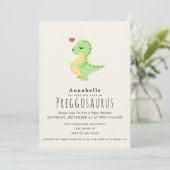 Invitation Baby shower Preggosaurus Cute Dinosaur (Debout devant)