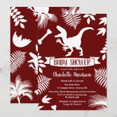 Invitation Baby shower préhistorique de Raptor Dinosaur (Devant / Derrière)