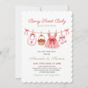 Invitation Baby shower Préparatoire Fraise