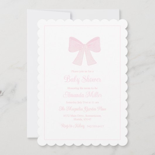 Invitation Baby shower préppin rose (Devant)