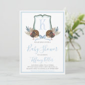 Invitation Baby shower Preppy Southern Blue Boy Turquie (Debout devant)