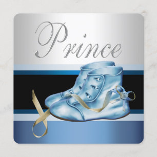 Invitation Baby Shower Prince Argent et Bleu