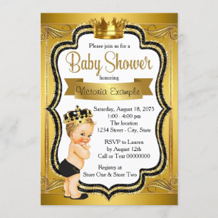 Invitation Baby Shower Prince Blond Or Noir