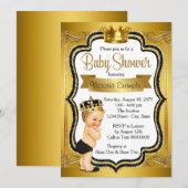 Invitation Baby shower Prince Blonde d'or noir (Devant / Derrière)