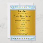 Invitation Baby shower Prince Boy Blue Gold Crown Brunette (Dos)