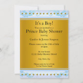 Invitation Baby shower Prince Cute Boy Blue Gold Crown Ethnic (Dos)