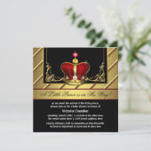 Invitation Baby shower Prince de la Couronne rouge et or (Debout devant)