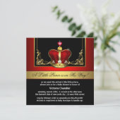 Invitation Baby shower Prince de la Couronne rouge et or (Debout devant)