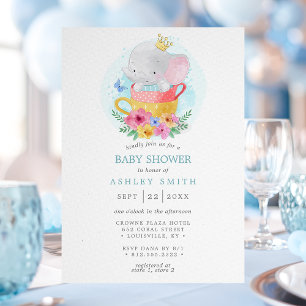 Invitation Baby Shower Prince Éléphant Garçon Tasse à Thé