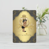 Invitation Baby shower Prince Ethnic Black Gold (Debout devant)