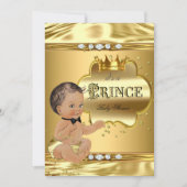 Invitation Baby shower Prince Gold Foil Brunette Bow Cravate (Devant)