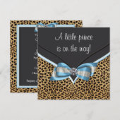 Invitation Baby Shower Prince Léopard Bleu Bébé (Devant / Derrière)