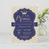 Invitation Baby shower Prince Marine et or (Debout devant)