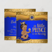 Invitation Baby shower Prince Royal Blue Gold (Devant / Derrière)